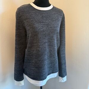 Men’s Gray and White Knit Long Sleeve (Size M)